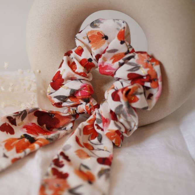 Bohomane - Wholesale Scrunchie - Women's - Sasha Floral Ribbon Shawl with Gold Details
