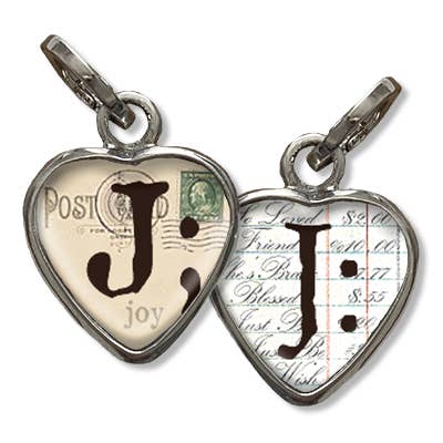 Bubble Heart Initial J for wholesale by Pick Up Sticks Jewelry Company