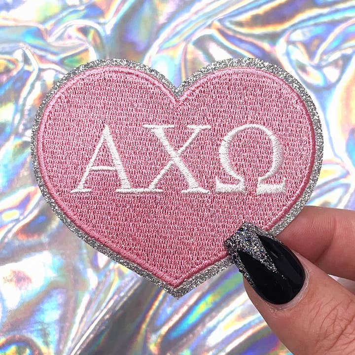 Alpha Chi Omega Heart Sorority Embroidered Patch for wholesale by The Crafty Engineer