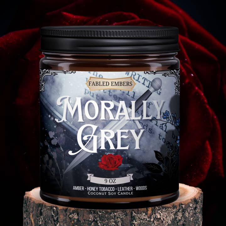 Fabled Embers - Wholesale Jar/Filled Candle - MORALLY GREY Book Lovers 9oz Candle Coconut Soy