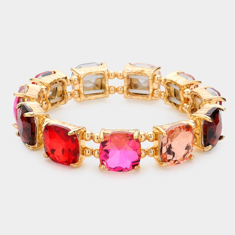 Sensibling Corp. - Wholesale Link & chain bracelet - Cushion Square Stone Stretch Evening Bracelet6
