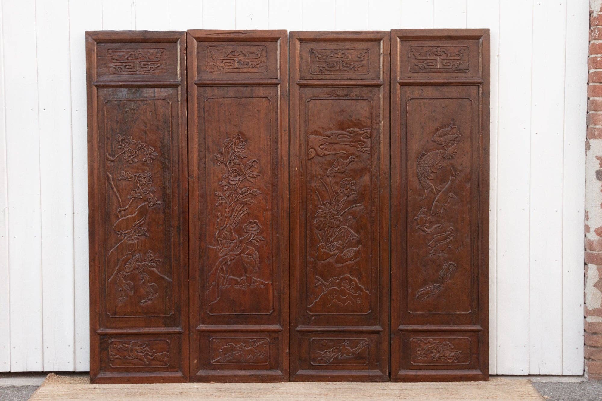 De-cor - Wholesale Wall Accent - Set of 4 Mid-Century Finely Carved Door Panels0