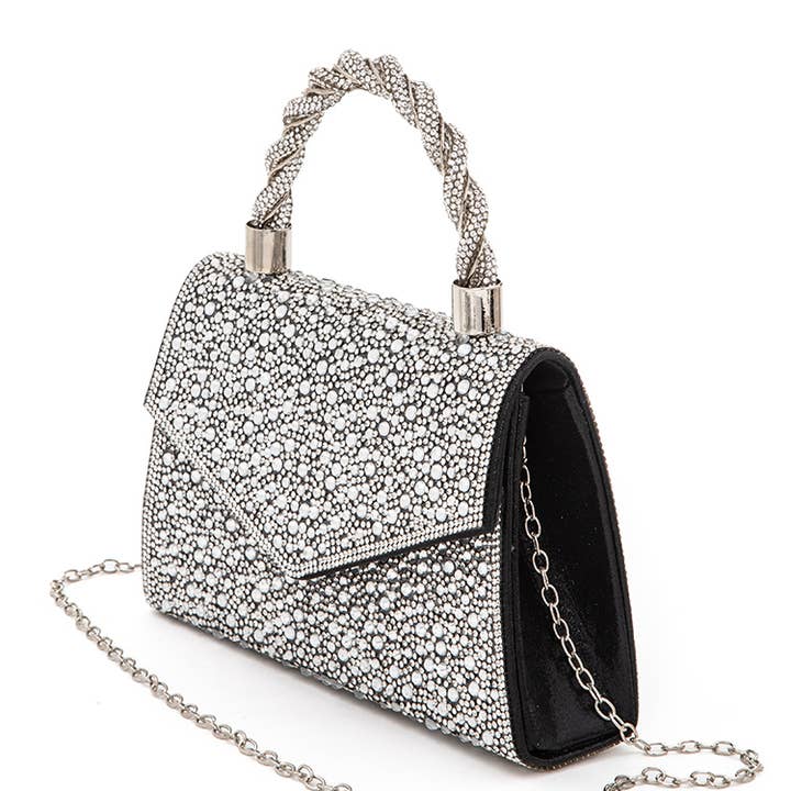Artini Accessories - Wholesale Clutch Bag - Women's - Statement Rhinestone Top Handle Clutch Bag