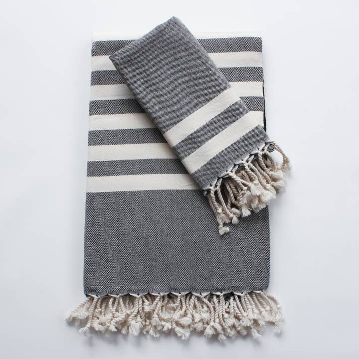 100% Bomull badhandduk+handduk/Mörkgrå för wholesale av Living Roots