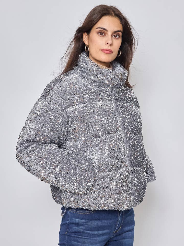 KY CREATION PARIS - Vente Doudoune – femme - Doudoune - courte à paillettes
