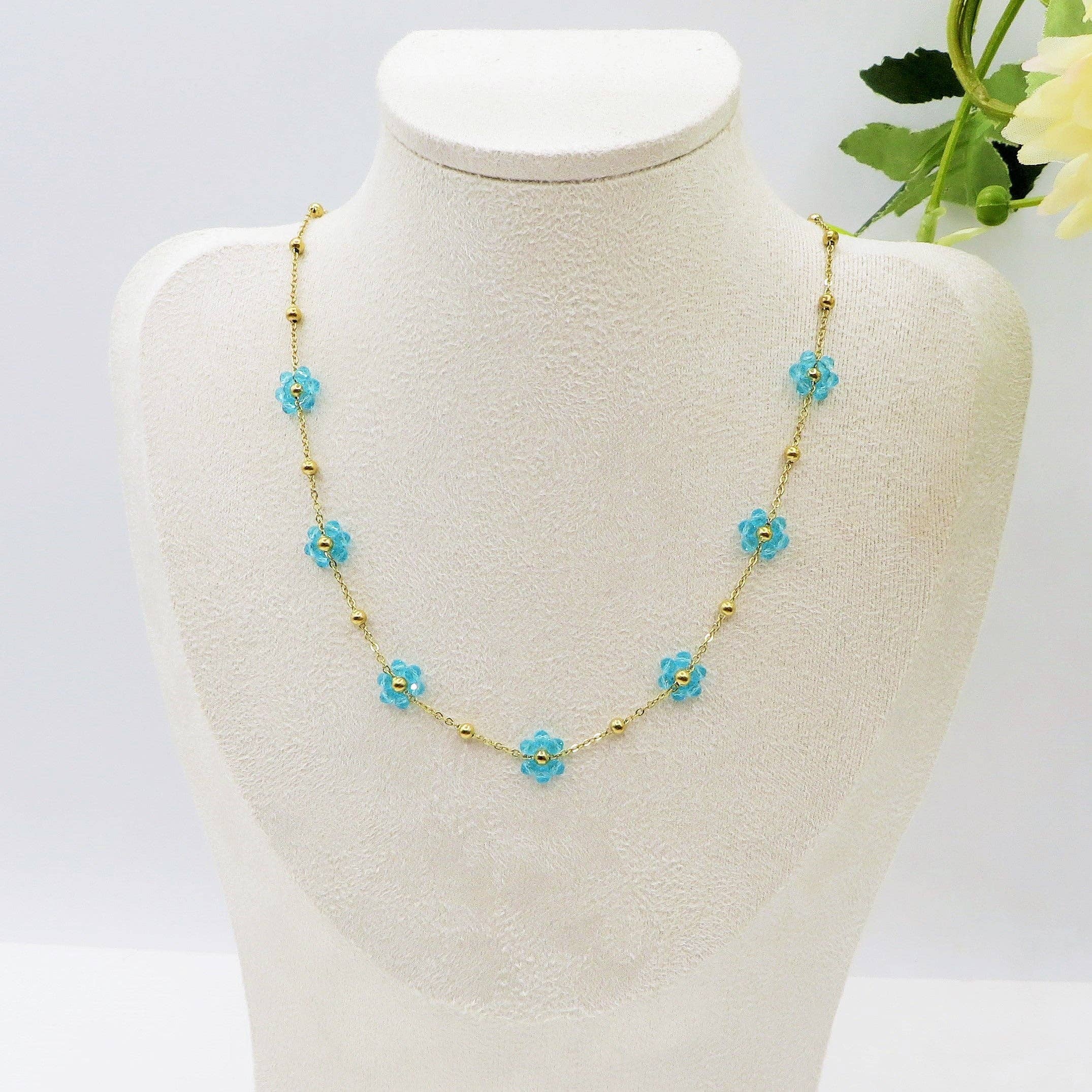 Daemon srls - Wholesale Pendant/Charm Necklace - DAISY ~ ACCIAIO INOSSIDABILE ~ Collana con fiori e cristalli25