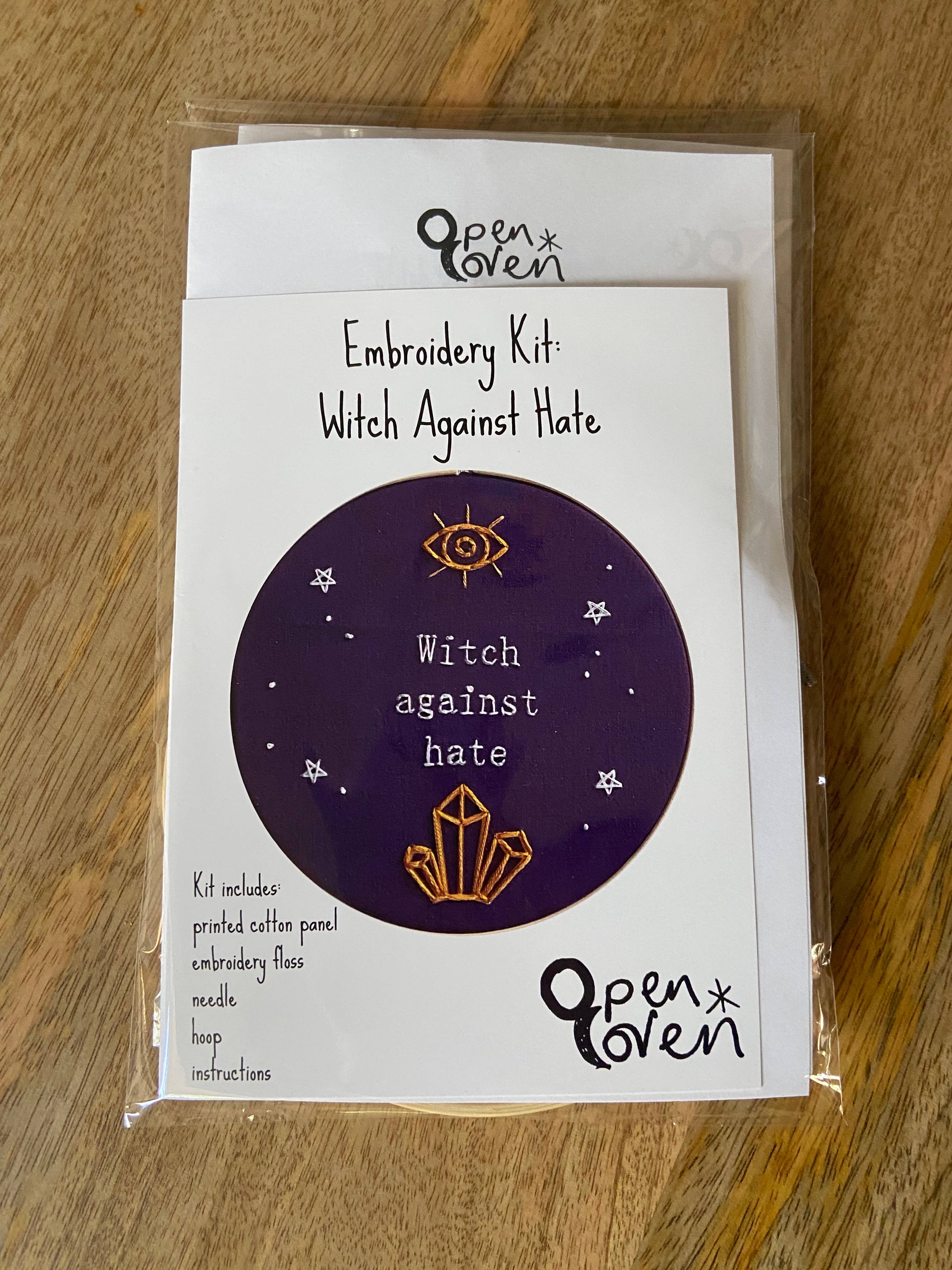 Open Coven - Wholesale Embroidery/Cross Stitch Supplies - Witch Against Hate 5 Inch Embroidery Kit1