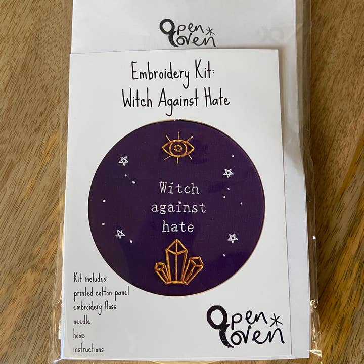 Open Coven - Wholesale Embroidery/Cross Stitch Supplies - Witch Against Hate 5 Inch Embroidery Kit1
