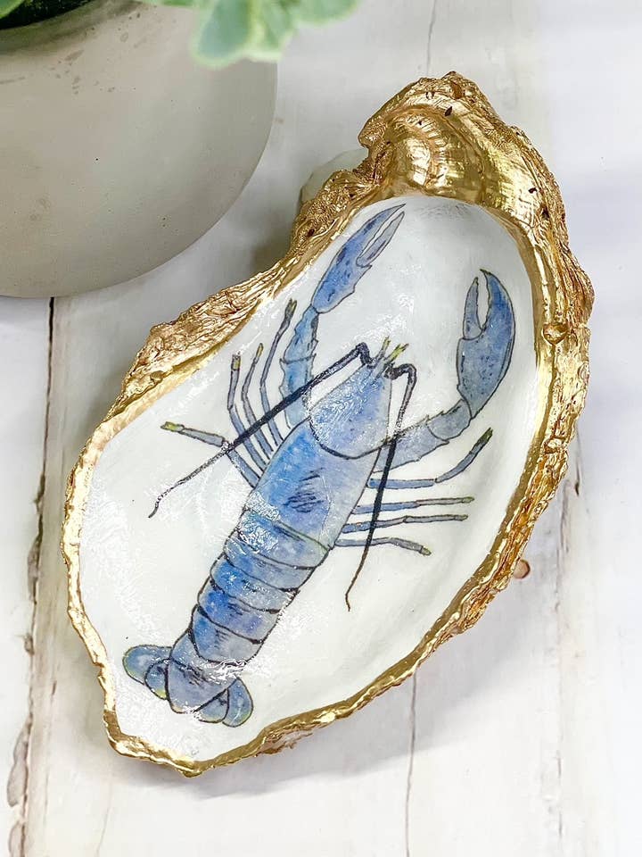 Plato de baratija de ostra de langosta azul para venta al por mayor de Alison Brooke Designs
