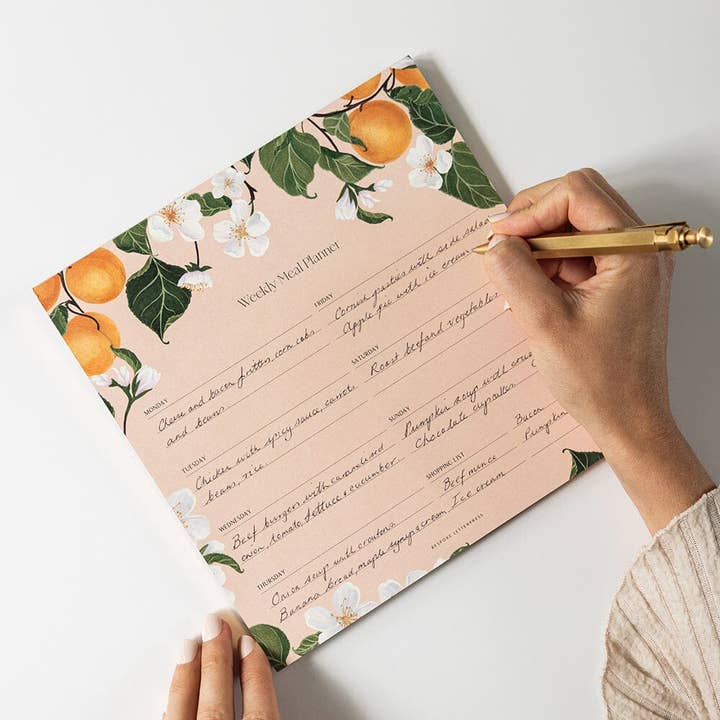 Bespoke Letterpress - Wholesale Notepad - Meal Planner Notepad - Peaches1