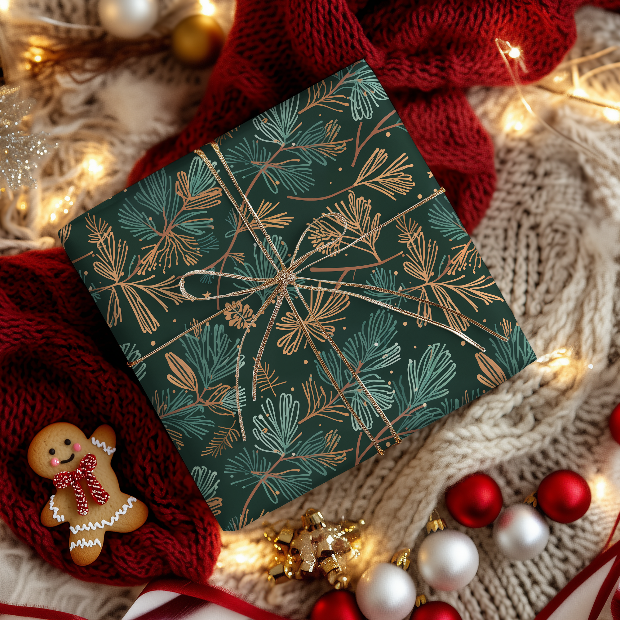 Lokipawz - Wholesale Flat Wrap - Evergreen Whimsy – Forest Pine Holiday Wrapping Paper6