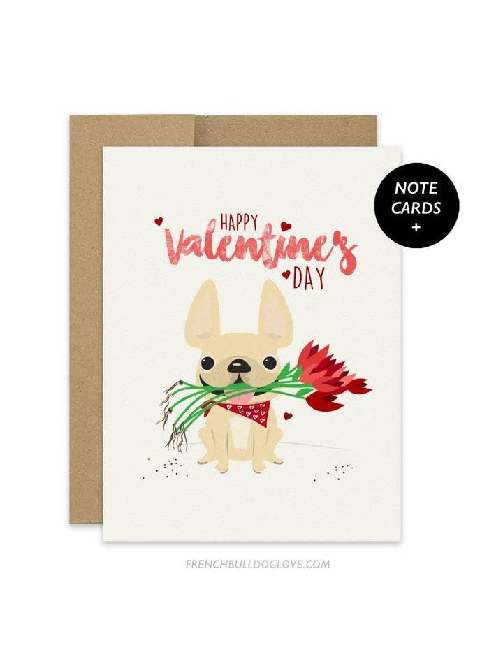 Roses - Lot de 12 cartes bouledogue français pour la vente par French Bulldog Love