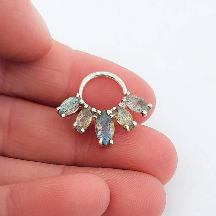 Inchoo bijoux inc - Wholesale Nose Ring - Statement Labradorite Septum Nose Piercing Marquise3