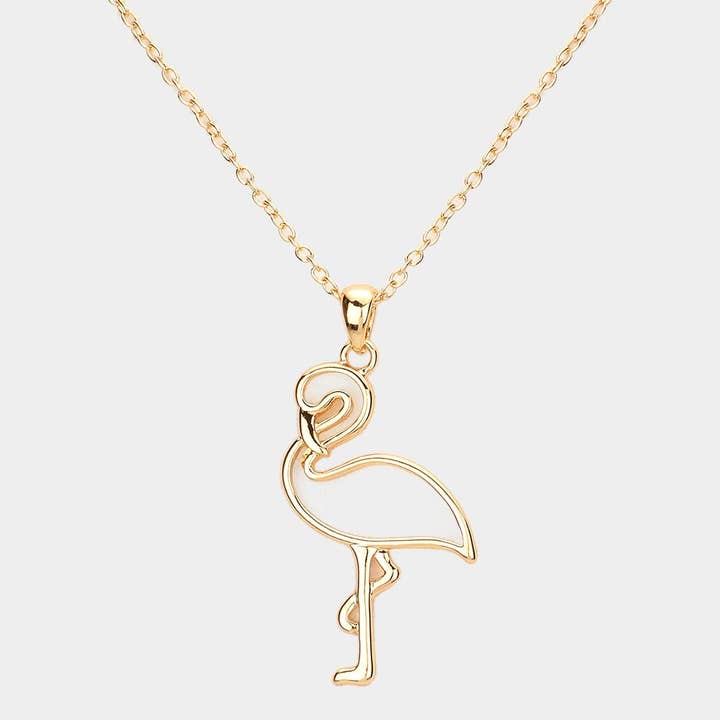 Sensibling Corp. - Wholesale Pendant/Charm Necklace - Metal Cut Out Flamingo Pendant Necklace