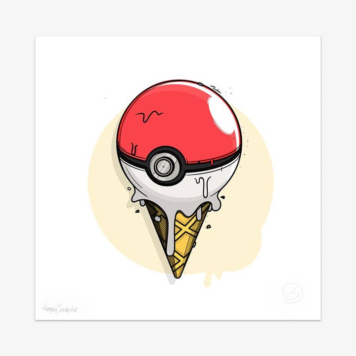 Pokeball Ice Cream - 8x8 Print for wholesale by Happy Impulse