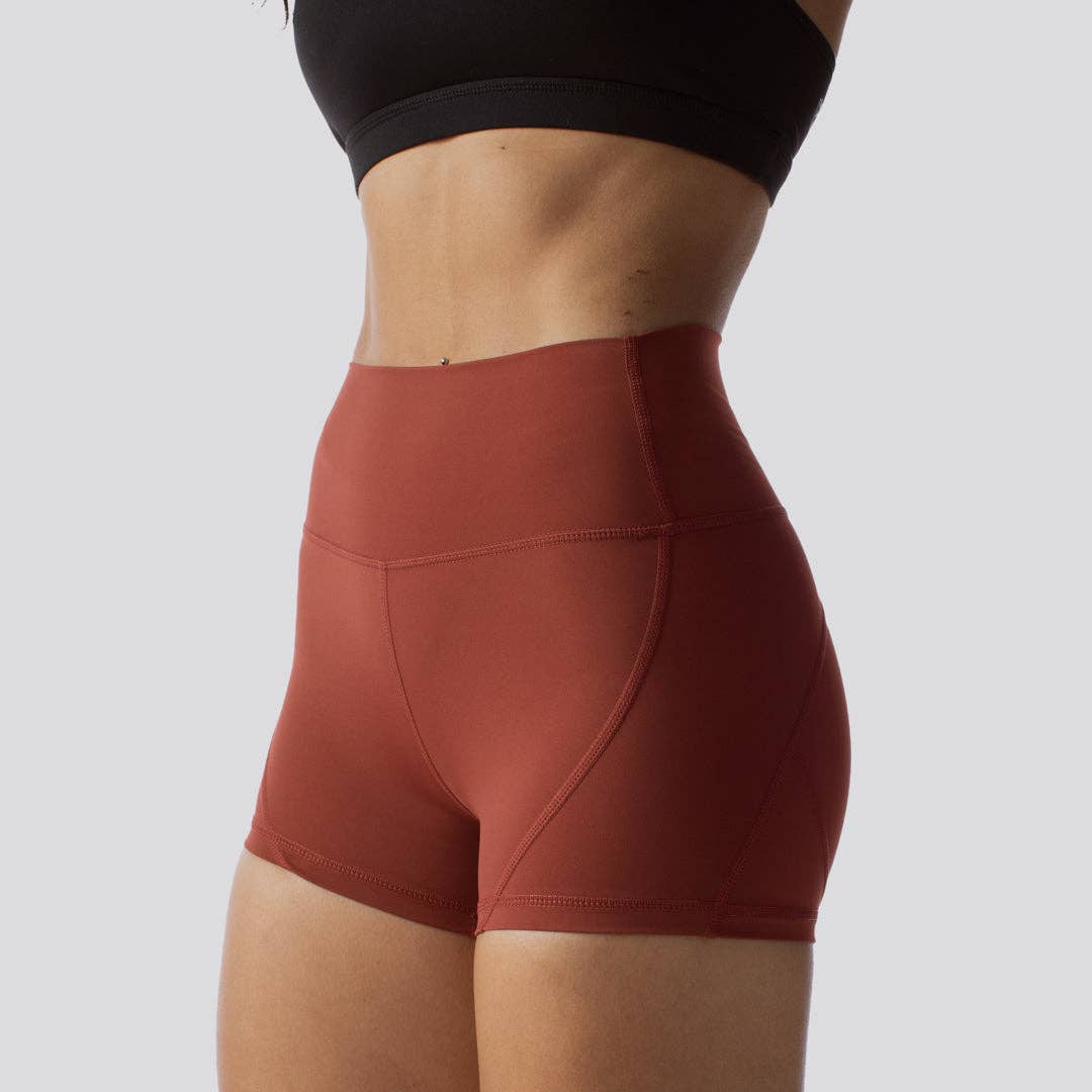 Born Primitive - Wholesale Athletic Shorts - Women's - Your Go To Booty Shorts (Brick Red)0