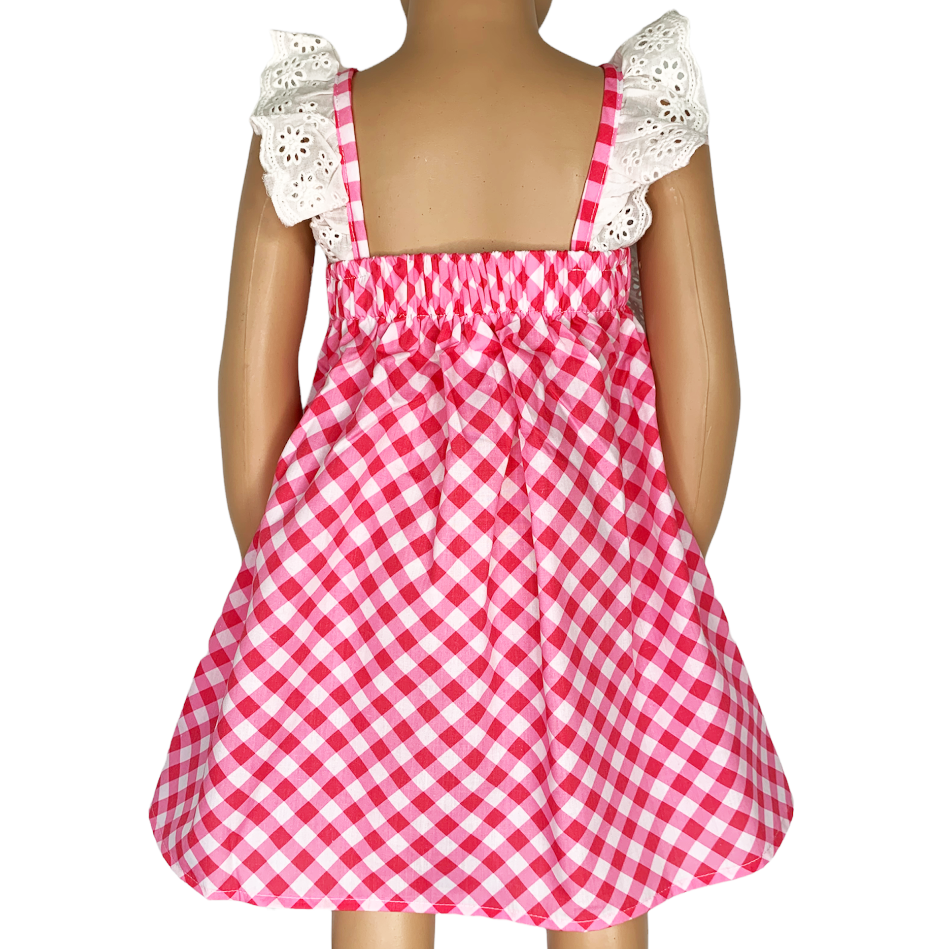 AnnLoren - Wholesale Dress - Kids - Sz 7 Girls Pink Gingham Easter Dress Embroidery Blanks1