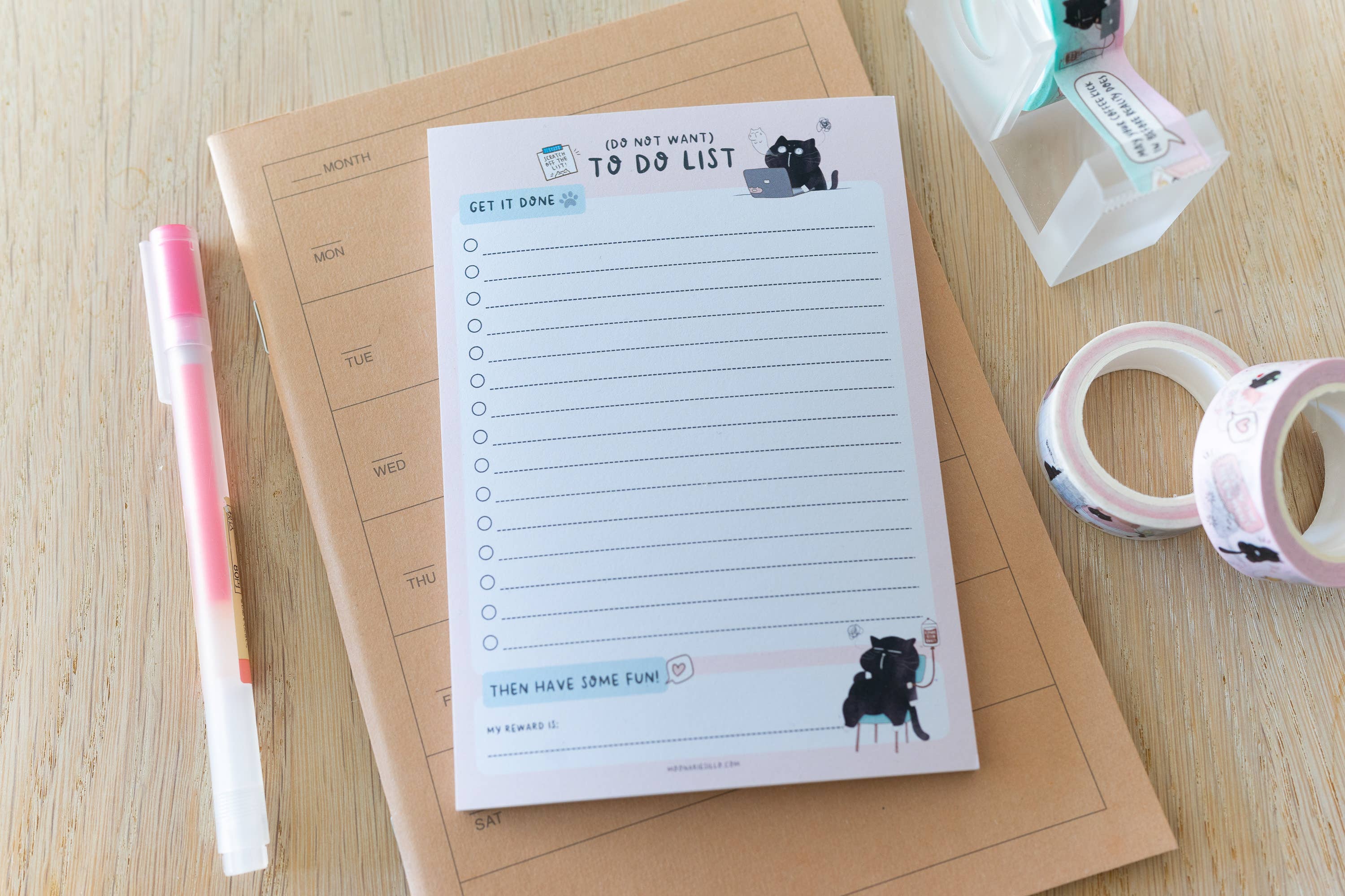 Moonaries illo - Wholesale Notepad - (Do not want) to do list- funny black cat to do list1