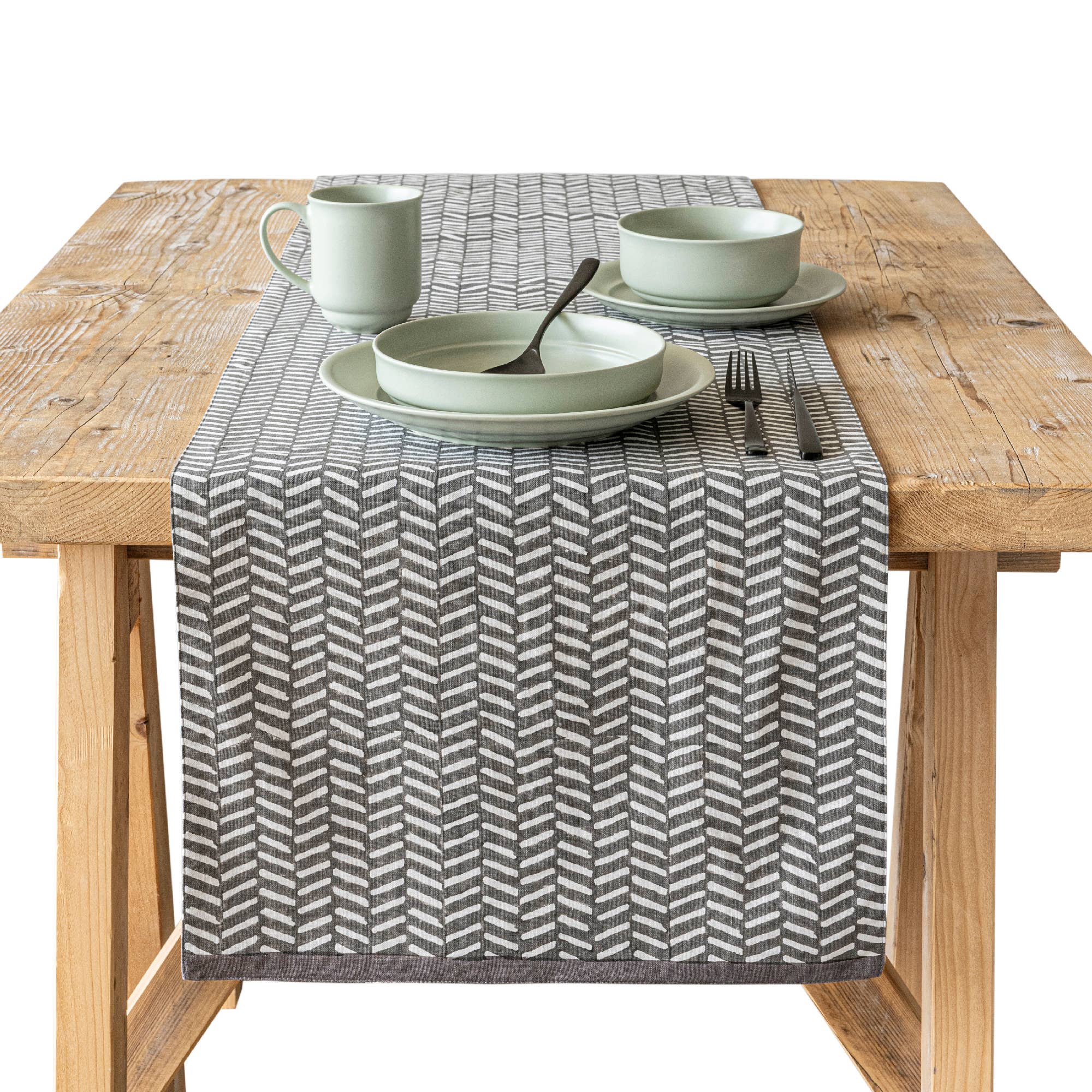 over&back - Wholesale Table Runner -  Hand-Blocked Table Runner Floral Patterns 18x10854