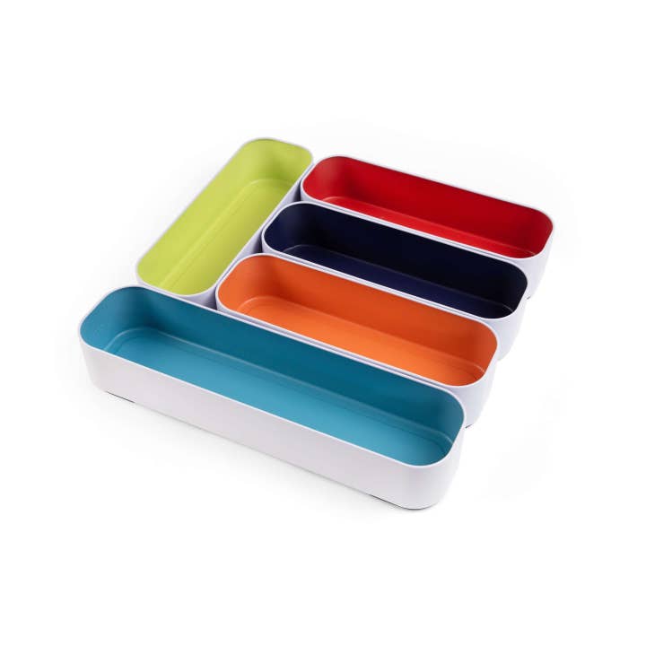 metal stacking bins + drawer organizers sets of 5 utensil 2" for wholesale by Three by Three Seattle