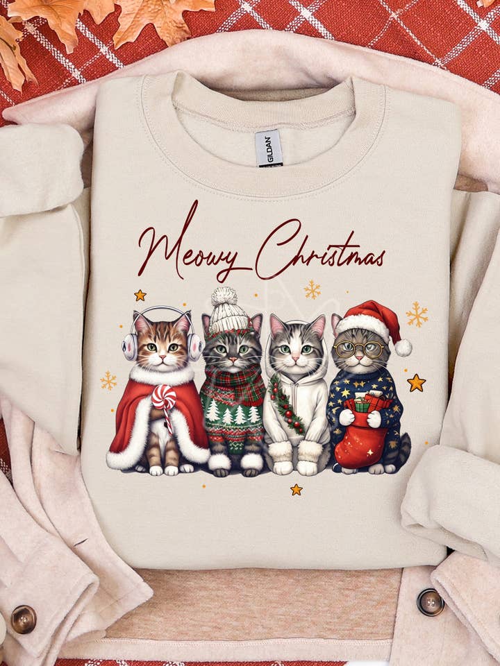Gambi's Tees - Wholesale Graphic Sweatshirt - Women's - Meowy Christmas Sweatshirt
