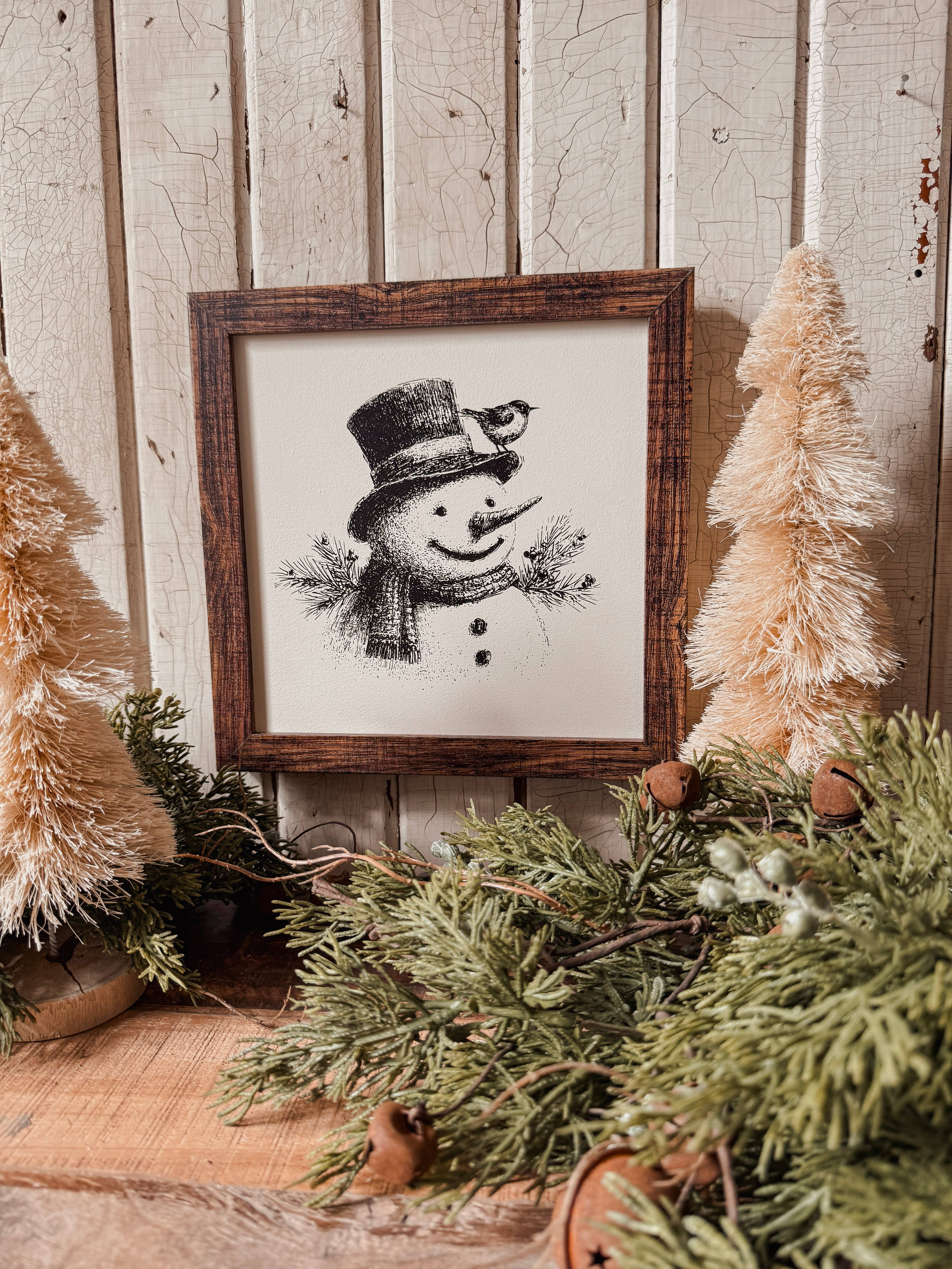WillowBee Signs & Designs - Wholesale Sign - Black/White Vintage Snowman Face Wood Sign2