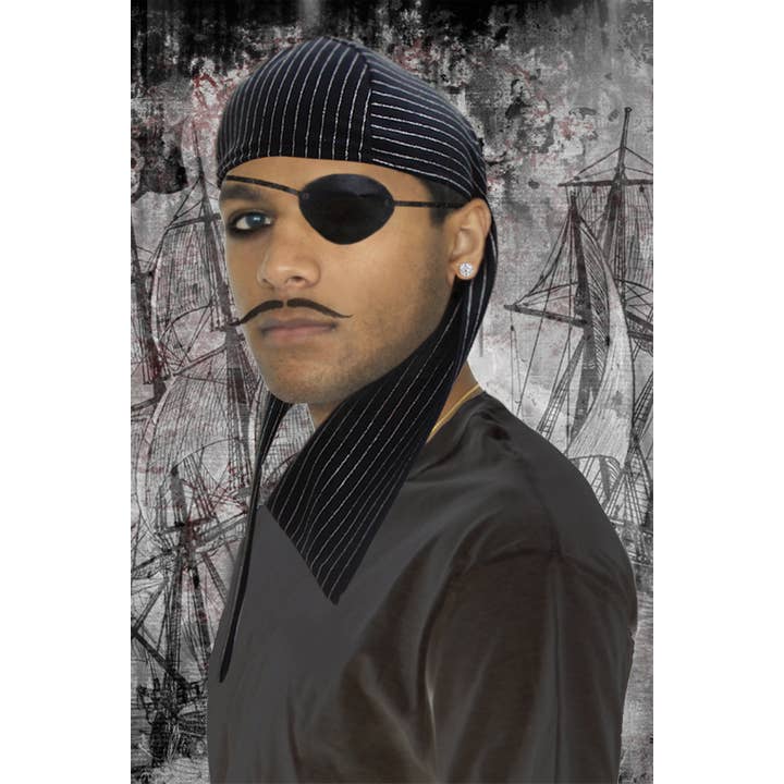Western Fashion - Wholesale Bandana - Unisex - Bandana Pirate Pin Stripe Black
