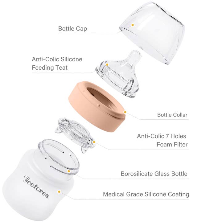 YOOFOREA - Wholesale Baby Bottle - Silicone Coated Glass Baby Bottle (3oz-Honey)
