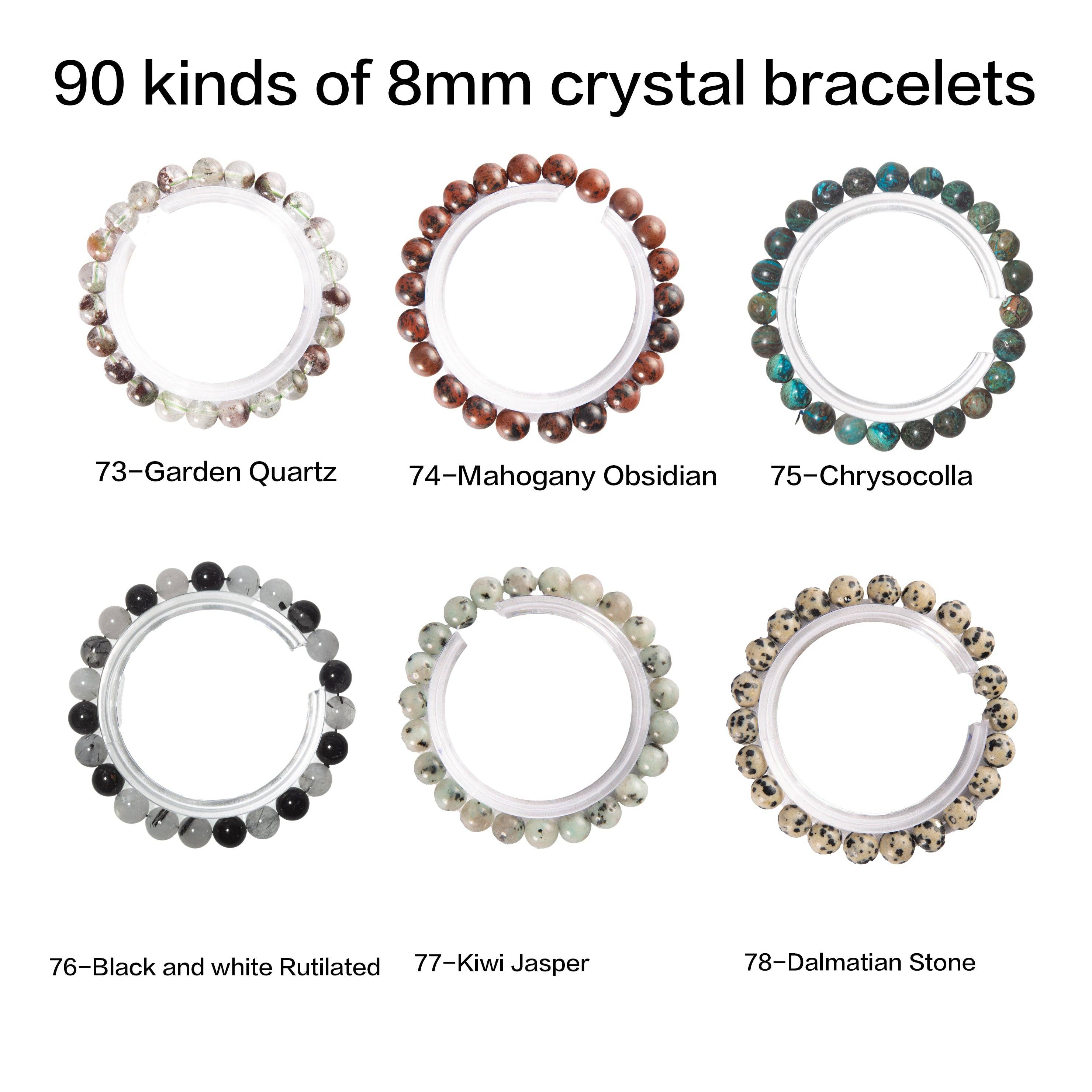 YYDIYcrystal - Vente Bracelet de perles - Bracelet en cristal 8mm 2 pièces, bijou en perles de pierres précieuses,11