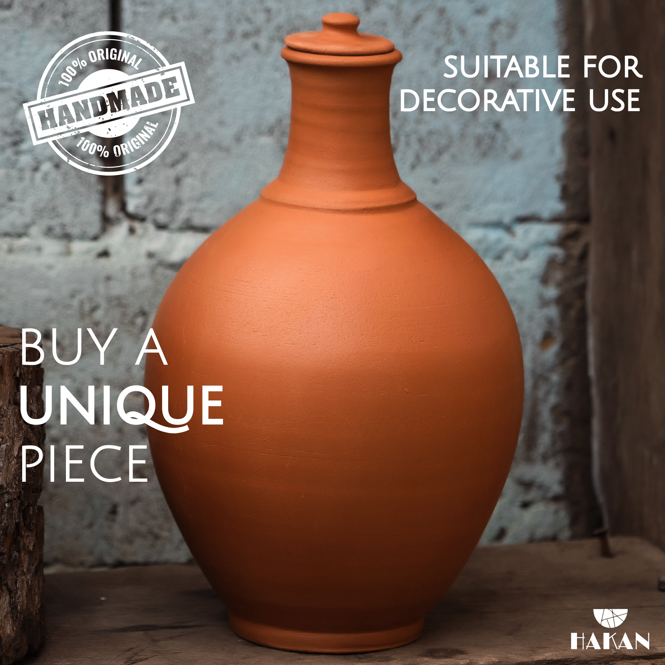 Hakan - Venta al por mayor Jarros - Jarra de barro de terracota Hakan con tapa, jarra hecha a mano, 3 tamaños8