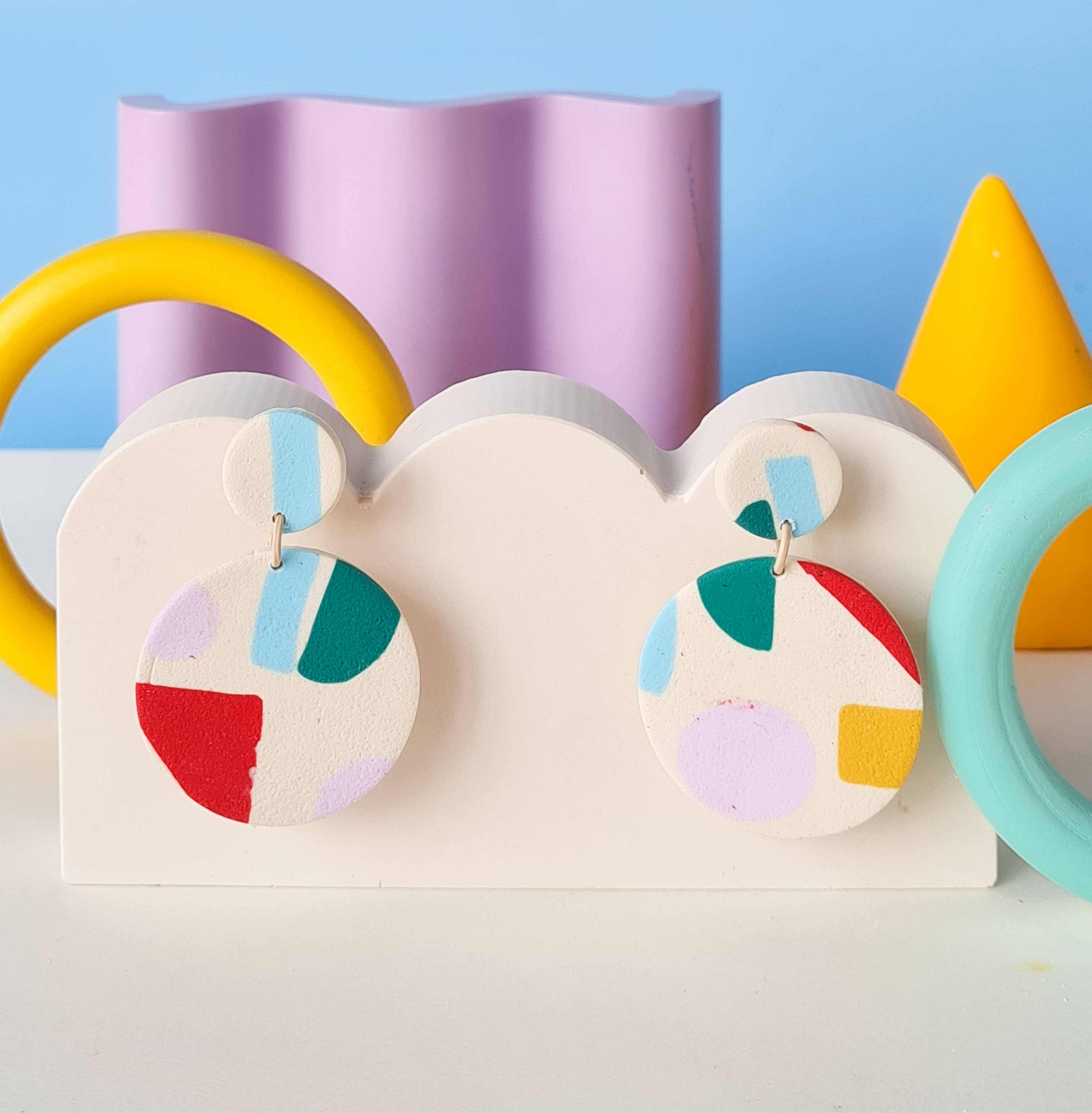 Mono - Wholesale Dangle Earrings - colorful patterned handmade clay earrings in 19 varieties7