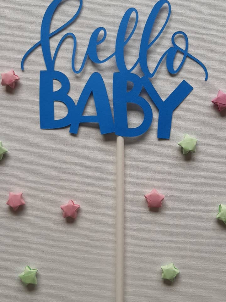 Hello baby-taarttopper - Blauw voor wholesale door PaperKins