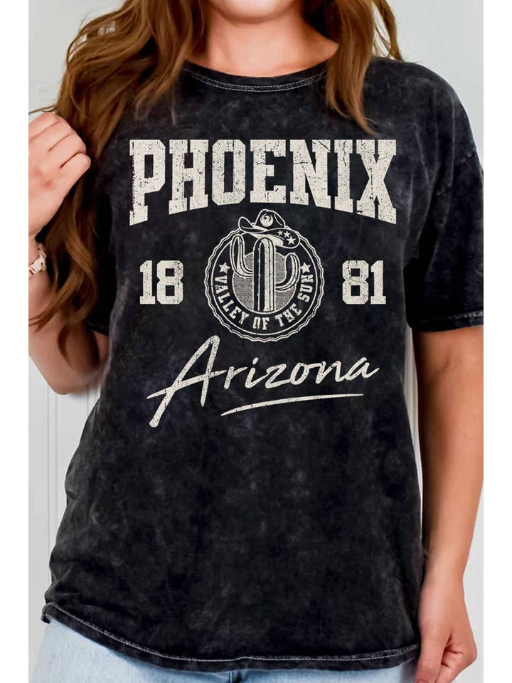 Rustee Clothing - Wholesale Screen Printed T-Shirt - Women's - PHOENIX ARIZONA 1881 MINERAL GRAPHIC TSHIRTS