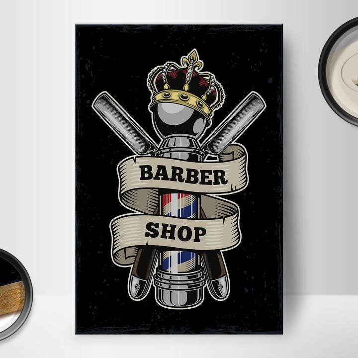Femer - Vendita all'ingrosso Cartelli - Targa in legno con scritta Barbershop, parrucchiere, decorazione per capelli, 12 x 18 cm1