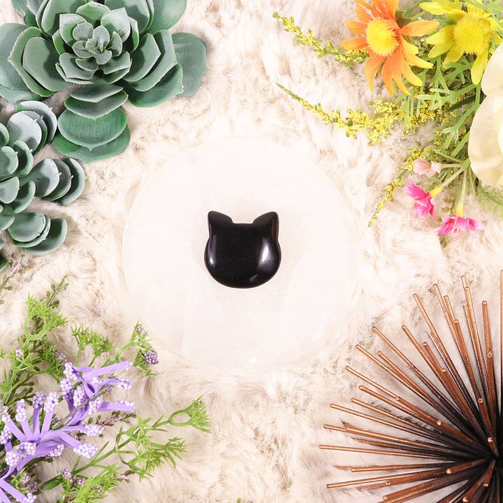 Natures Artifacts Inc - Wholesale Spiritual Stone/Crystal - Black Obsidian Kitty Face, Crystal Cat8