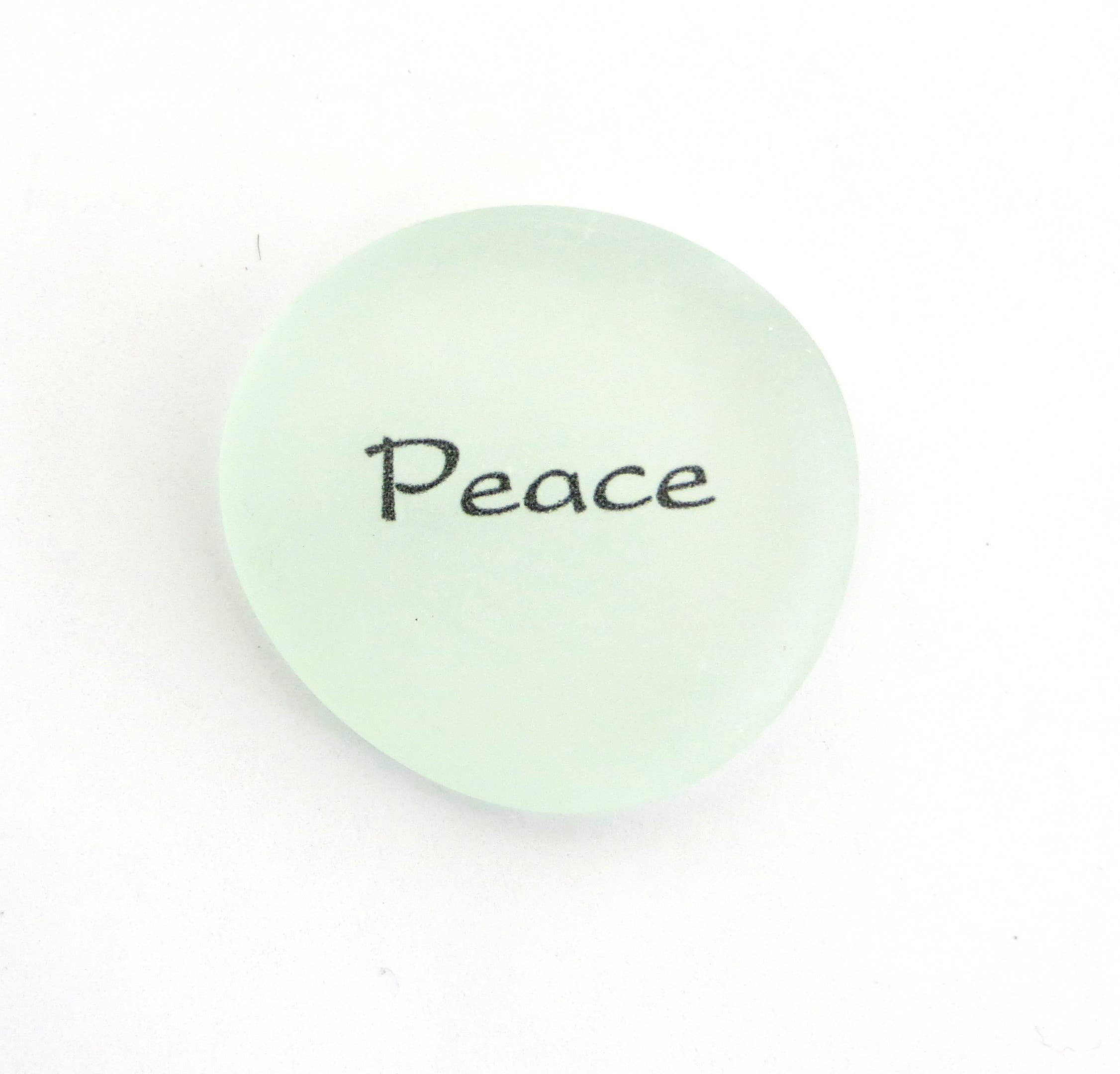 Lifeforce Glass, Inc. - Wholesale Keepsake Coin/Token - Mermaid's Message, Peace, Imprinted Frosted Glass Stone3