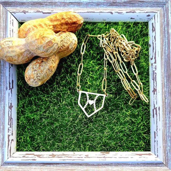 18k Gold Plated or SS Baseball and Softball Plate Necklace for wholesale by Home Run Accessories