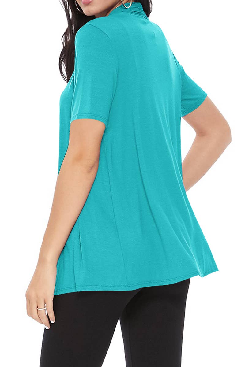 MOA COLLECTION - Wholesale Cardigan - Women's - Women's Casual Short Sleeve Draped Open Front Solid Cardigan34