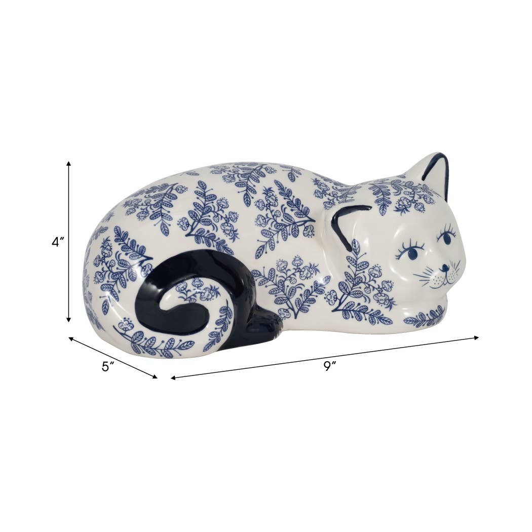 Sagebrook Home - Wholesale Decorative Figurine - Ceramic Chinoiserie Sleeping Cat Figurine - White, 4 in.1