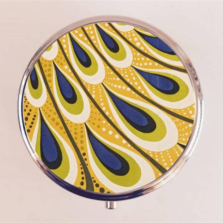 Peacock Bird Feather Pill Box Case Pillbox Holder Trinket Stash Box Feathers Birds Art Deco for wholesale by FringePop