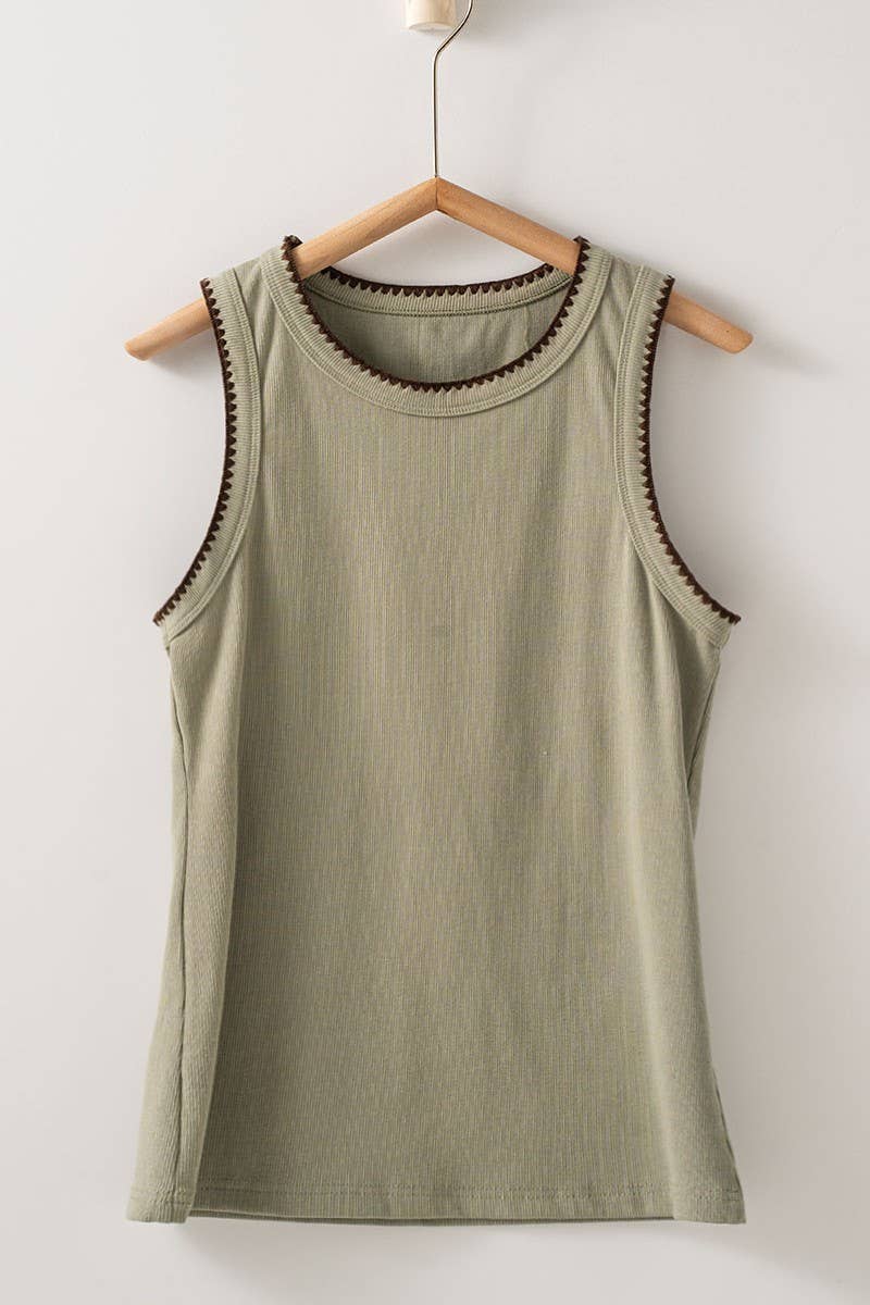 Urban Daizy - Wholesale Tank Top - Women's - Contrast Trim Ribbed Minimalist Statement Tank Top25
