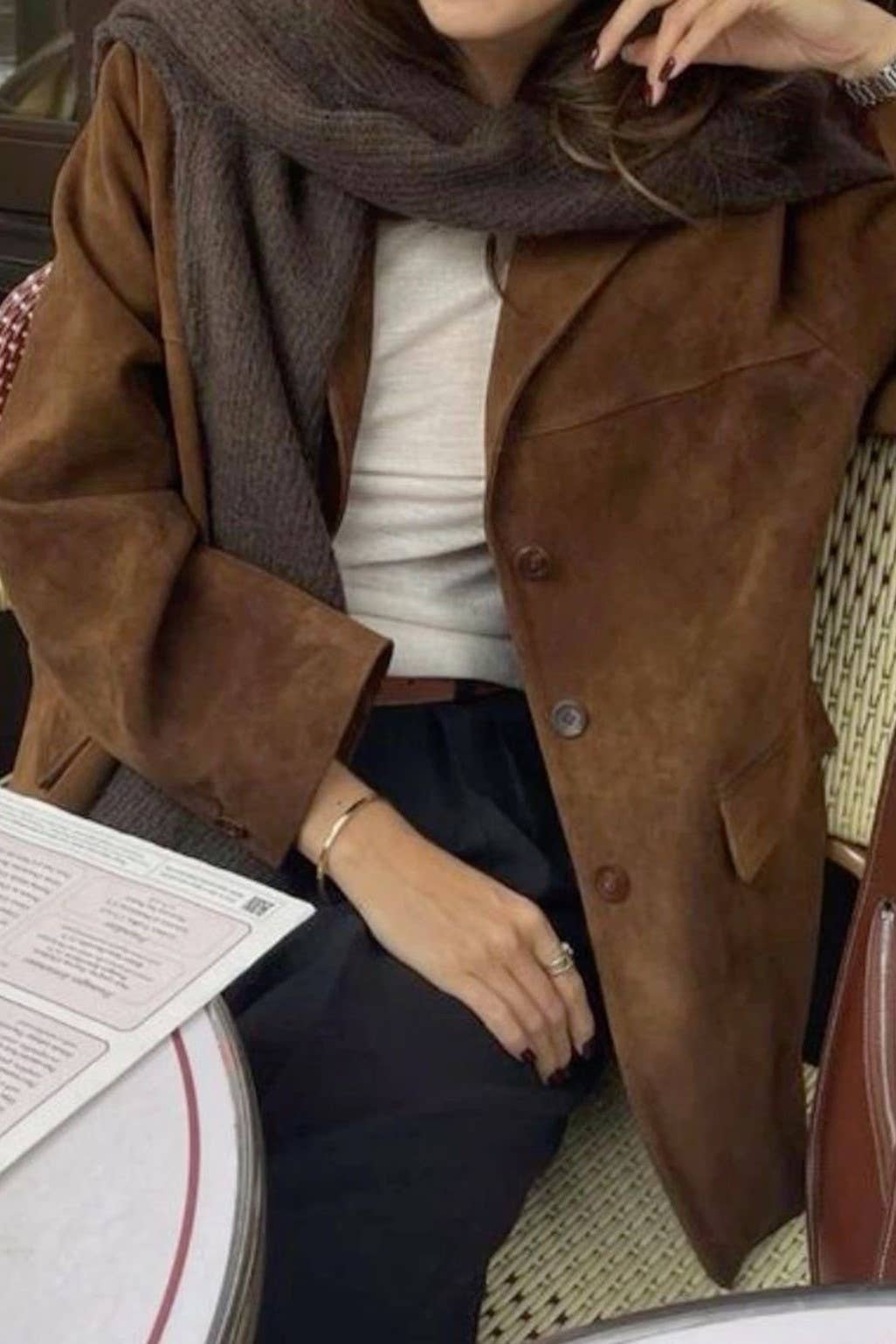 HIDDENBRAND - Wholesale Blazer - Women's - vintage oversized suede lapel blazer in brown19