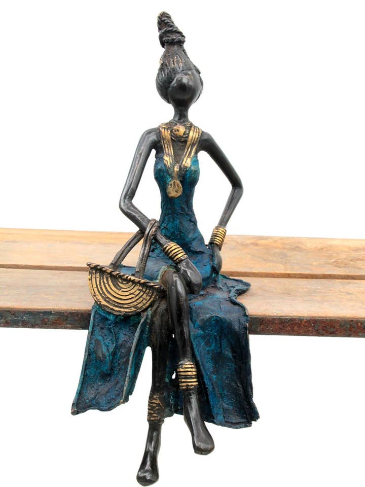 Bronzo seduto 35 cm blu n°2 per la vendita all'ingrosso da parte di Lafi Bala