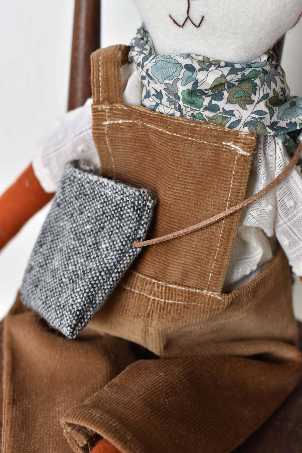 Woolgrass Farm - Wholesale Stuffed/Plush Toy - Kids & Baby - Florette the Fox doll - Corduroy Overalls - Handmade Doll2