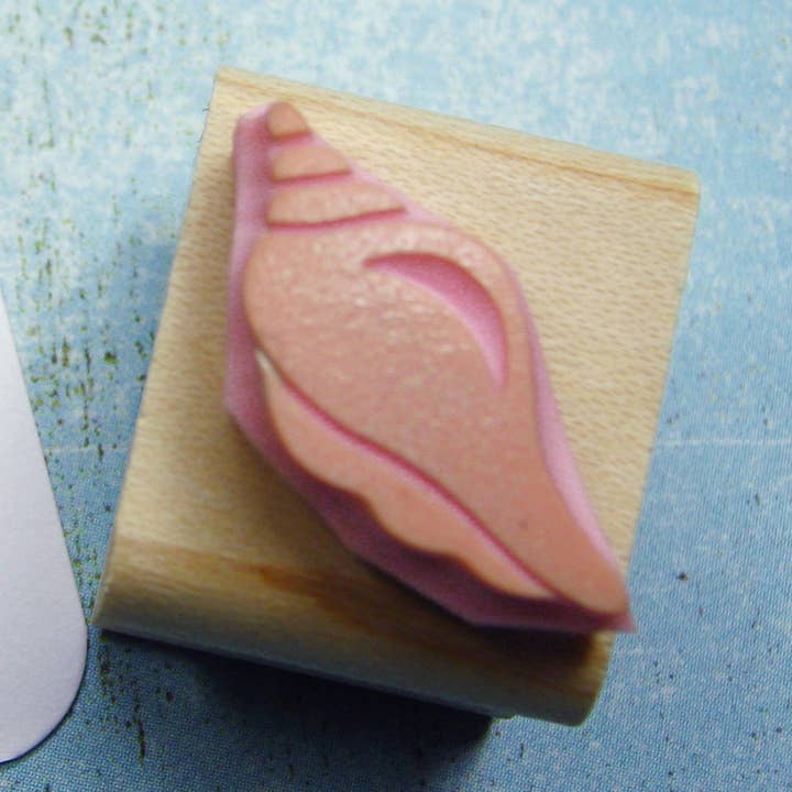 Conch Shell Mini Rubber Stamp for wholesale by Skull and Cross Buns Rubber Stamps