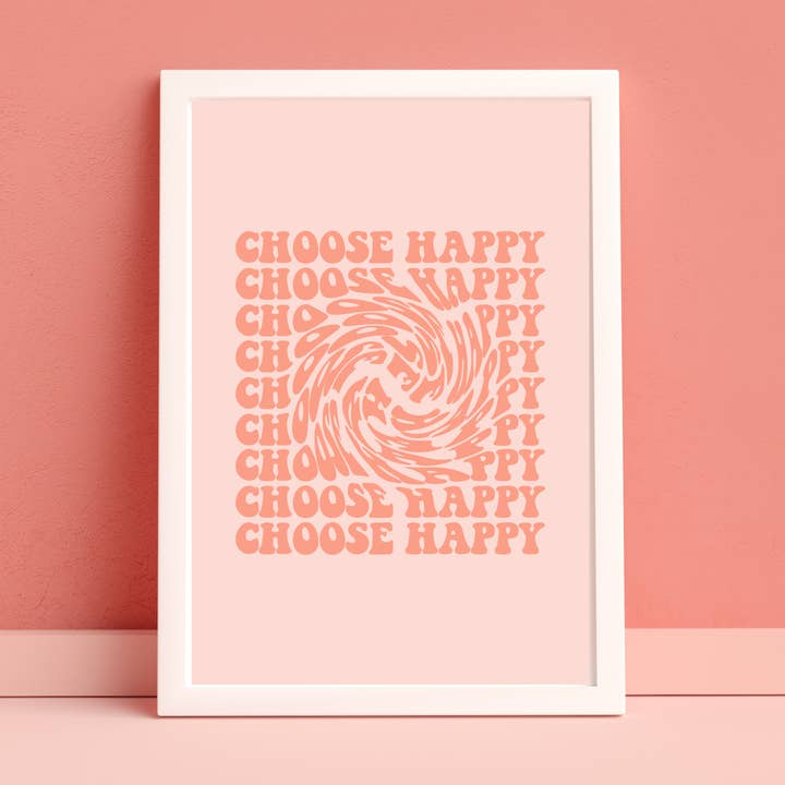 Choose Happy, Orange Swirl, Happiness for wholesale by Totally Posie