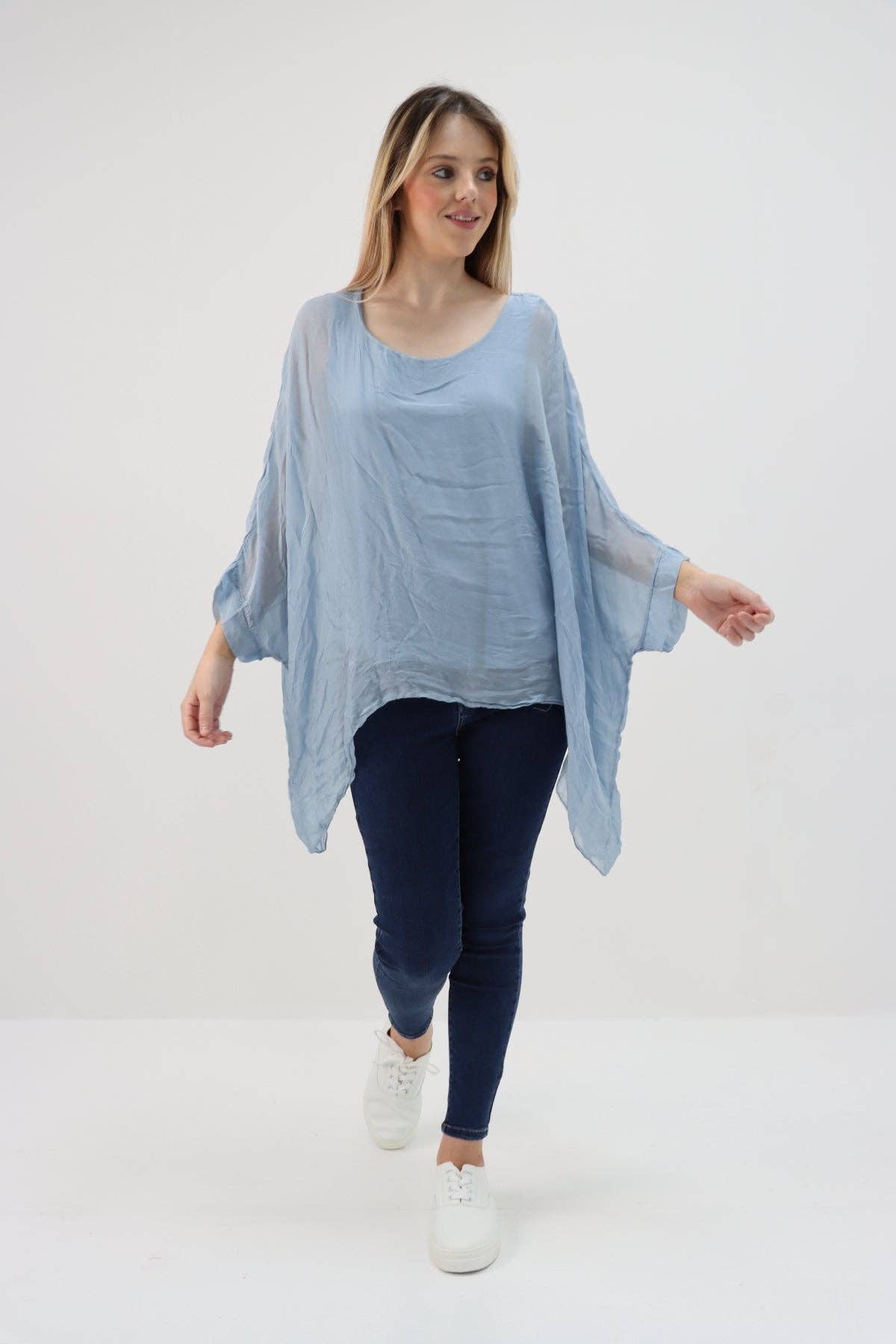 Miss Bold - Wholesale Tunic - Women's - Italian Plain Batwing Silk Tunic Top15