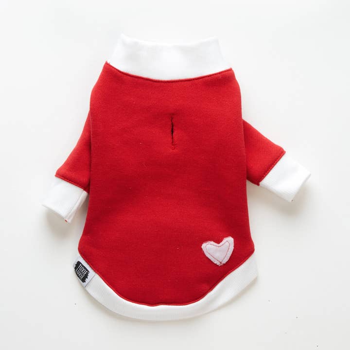 Pawesome Arm Candy | Sweatshirt rouge cerise pour chien pour la vente par TUXIE LUXIE