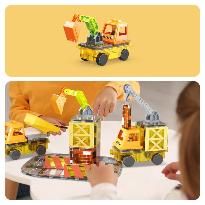 PicassoTiles - Wholesale Building Set - Kids - Magnet Tile Construction 5-in-1 Building W/ Accessories