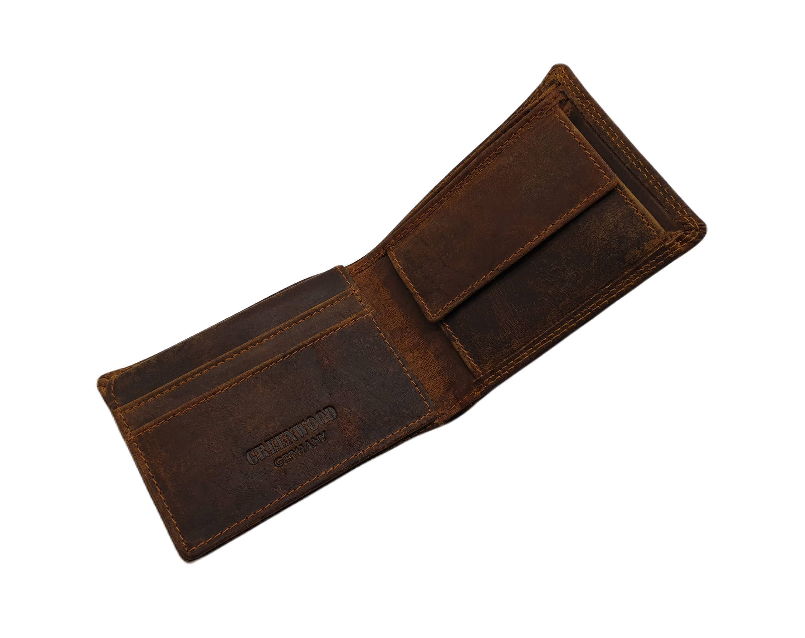 Greenwood - Vendita all'ingrosso Portafoglio - Unisex - Portafoglio piccolo in pelle con protezione RFID, tasche per carte e monete Silas7